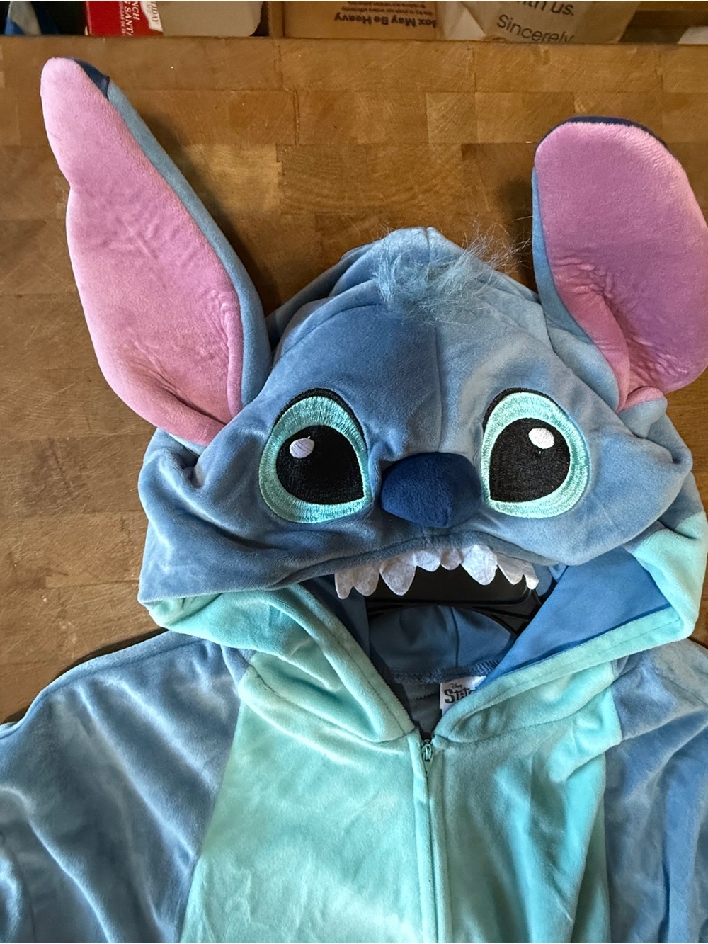 Disney Blue Stitch Character Plush Onesie unisex Sz L/XL Halloween Costume